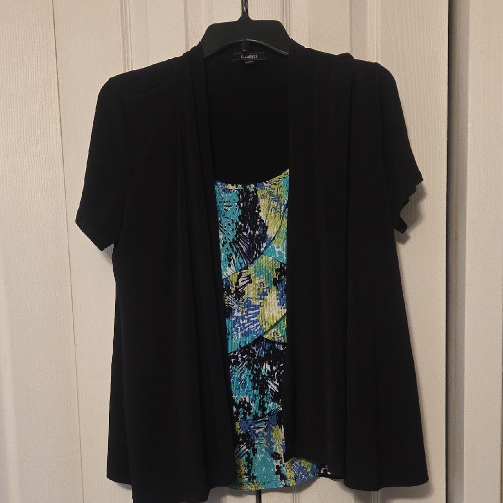 Elementz Black and Vibrant Blue Women's Blouse
